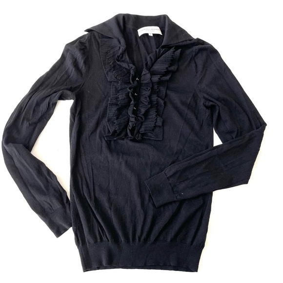 Vintage Carolina Herrera Ruffle Chest Sweater Size S - Picture 3 of 9